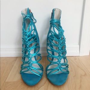 SOPHIA WEBSTER aquamarine lace up stilettos